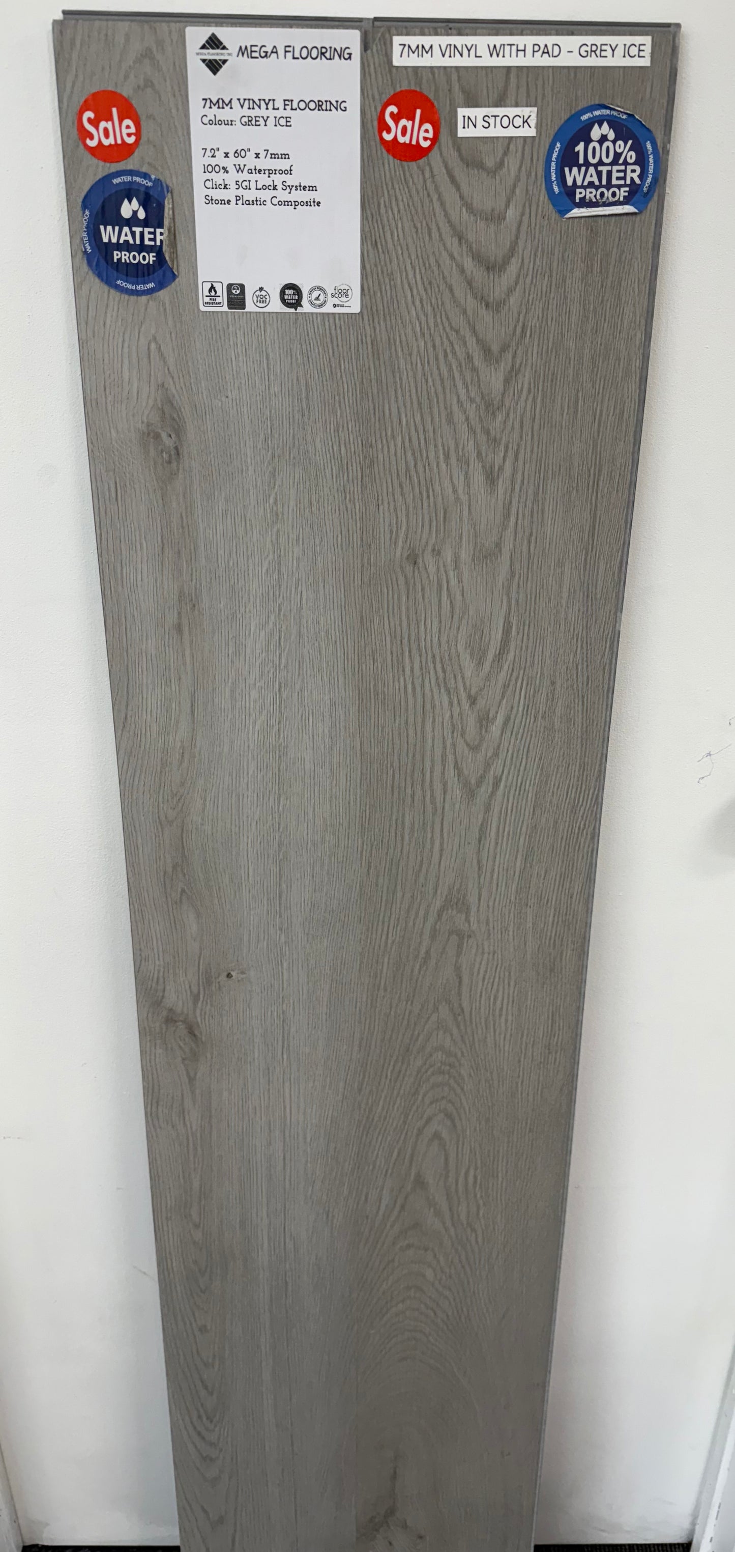 $1.79/sqft 7mm Luxury Vinyl Flooring - Grey Ice