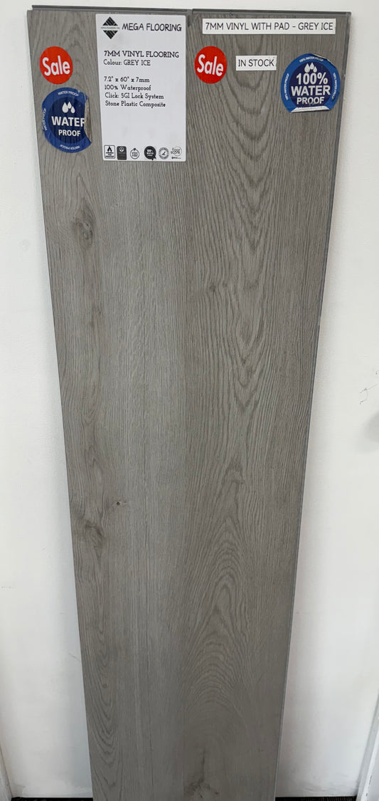 $1.79/sqft 7mm Luxury Vinyl Flooring - Grey Ice