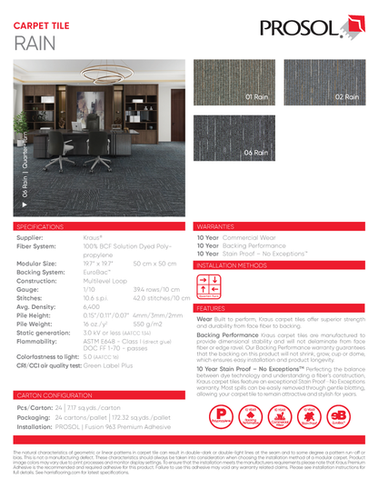 Prosol Pro Solutions Rain Carpet Tile – Kraus Commercial Carpet Tile